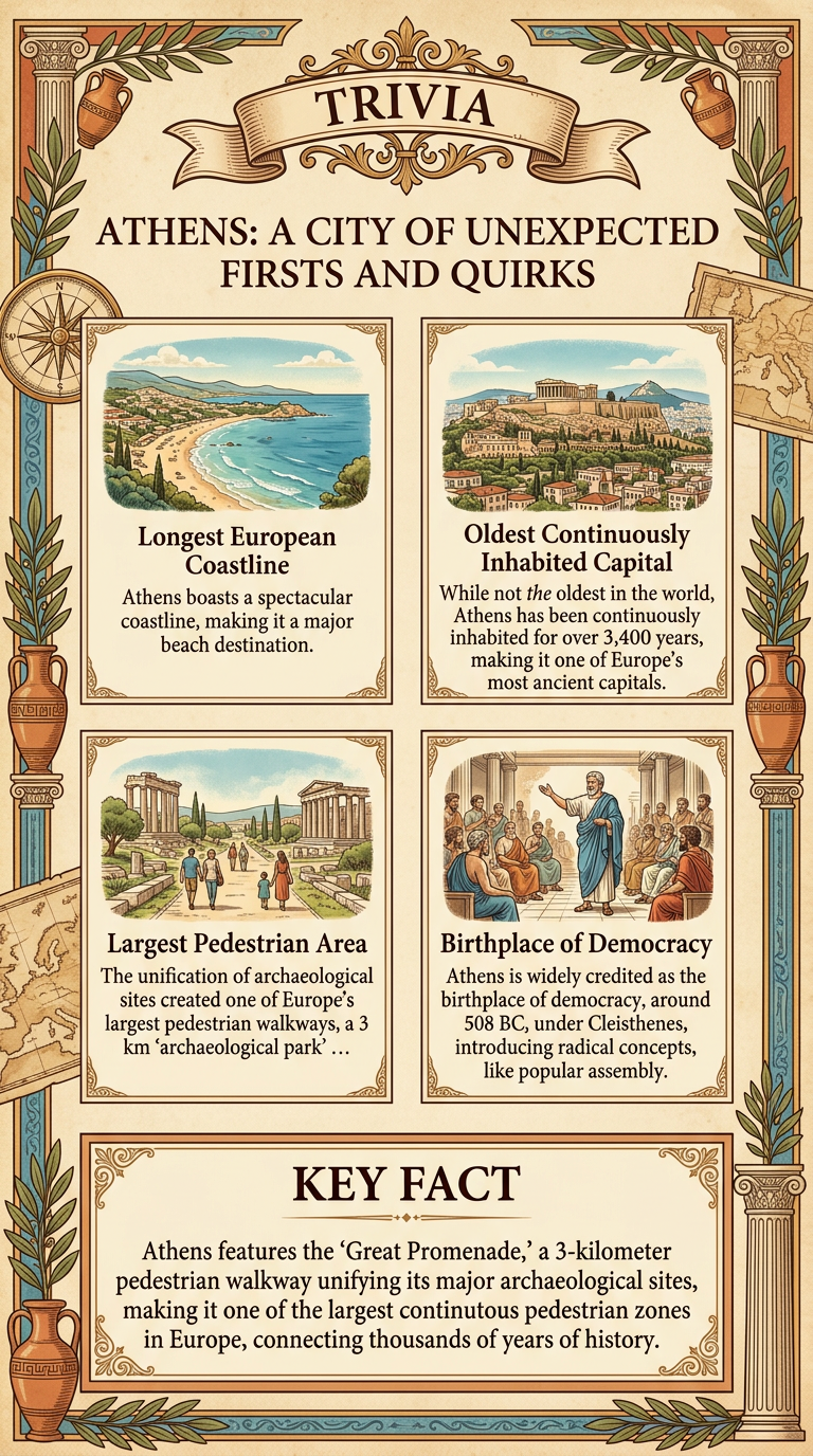 Athens: A City of Unexpected Firsts and Quirks Infographic