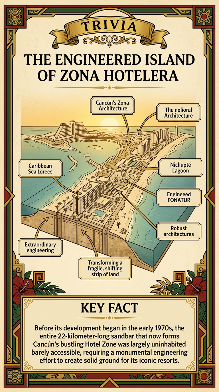 The Engineered Island of Zona Hotelera Infographic