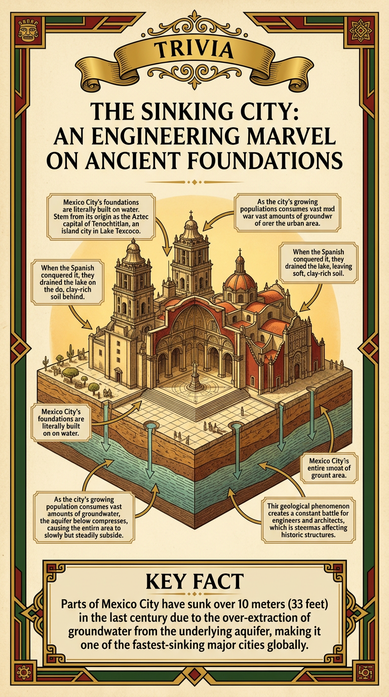 The Sinking City: An Engineering Marvel on Ancient Foundations Infographic