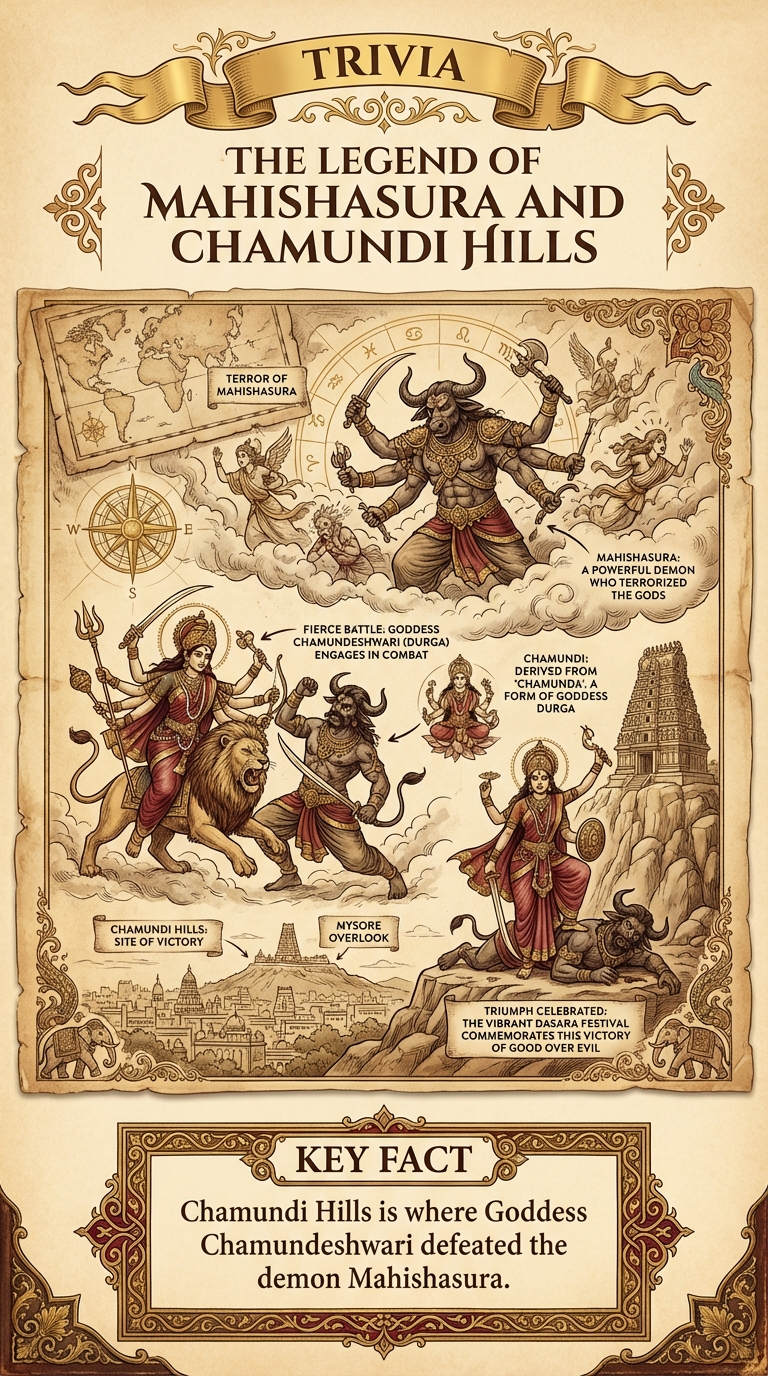 The Legend of Mahishasura and Chamundi Hills Infographic